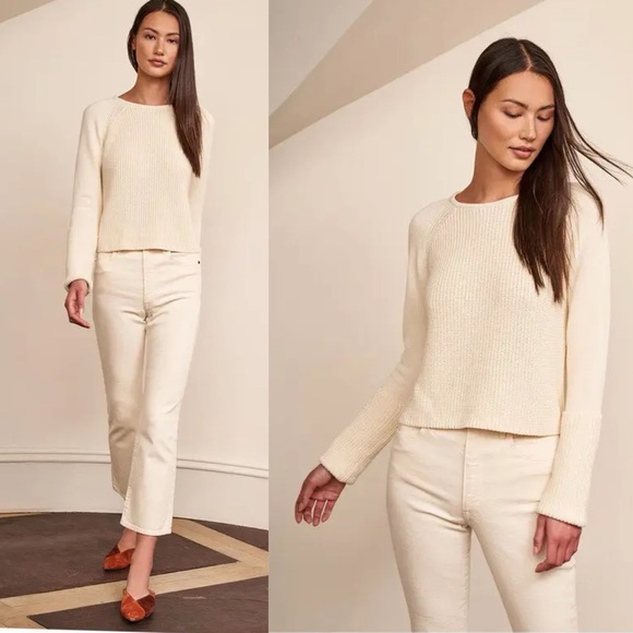 La Ligne Blackberry Long Sleeve Ribbed Knit Sweater in Cream Ivory Size Small - Picture 9 of 9